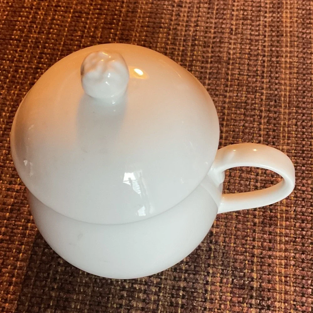 Elegant White Ceramic Sugar Bowl